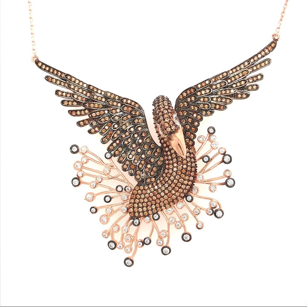 Swan Swarovski Silver Necklece 925